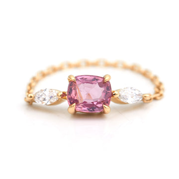Pink spinel & diamond dream weaver chain ring