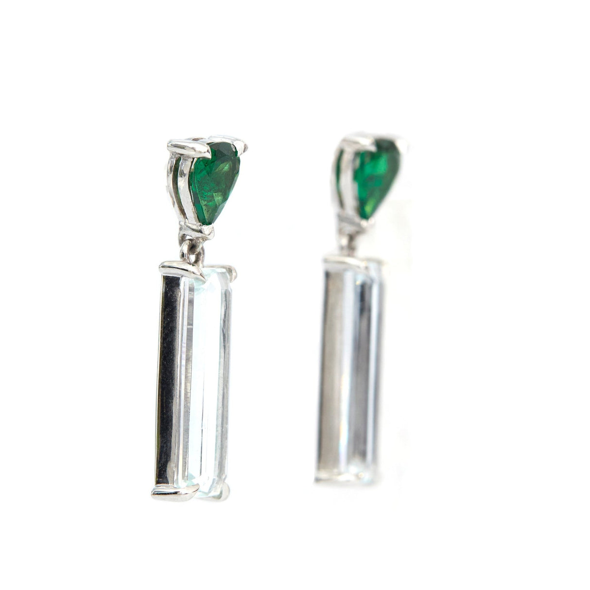 Tsavorite & Topaz Bar Earrings