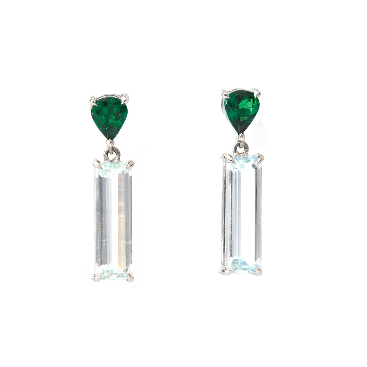 Tsavorite & Topaz Bar Earrings