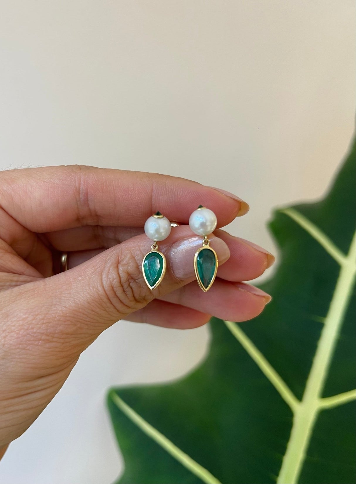 Pearl Emerald & Tsavorite Spike Earrings