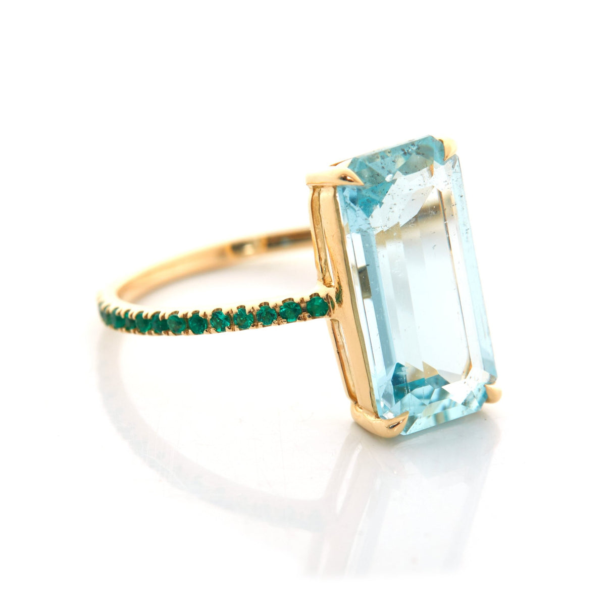 Aquamarine & Emerald Spring Ring
