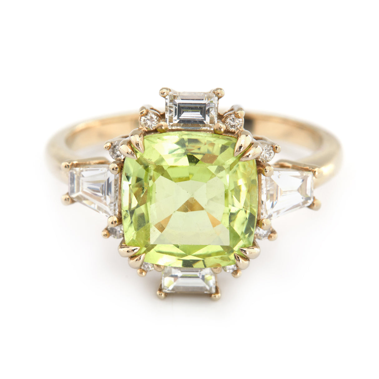 Yellow Chrysoberyl & Diamond Ring