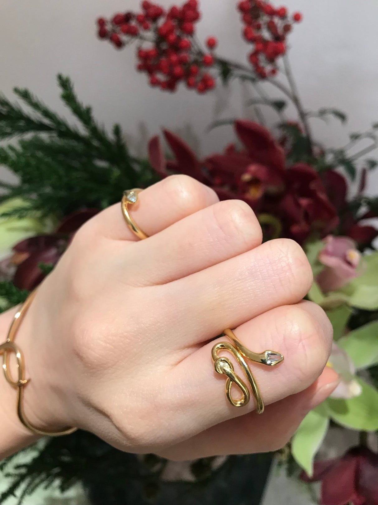 Articulated Aquamarine Snake Ring