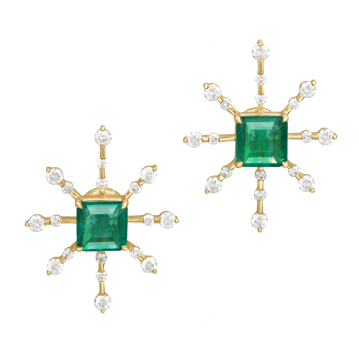 Emerald & Diamond Starburst Earrings