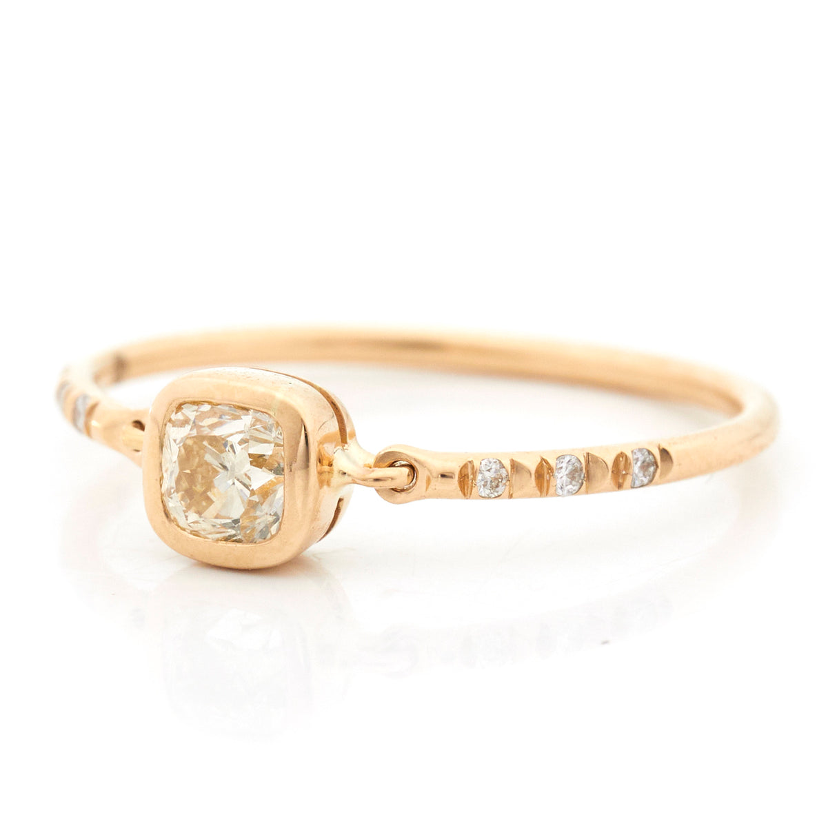 Diamond Cushion Petite Circle Ring