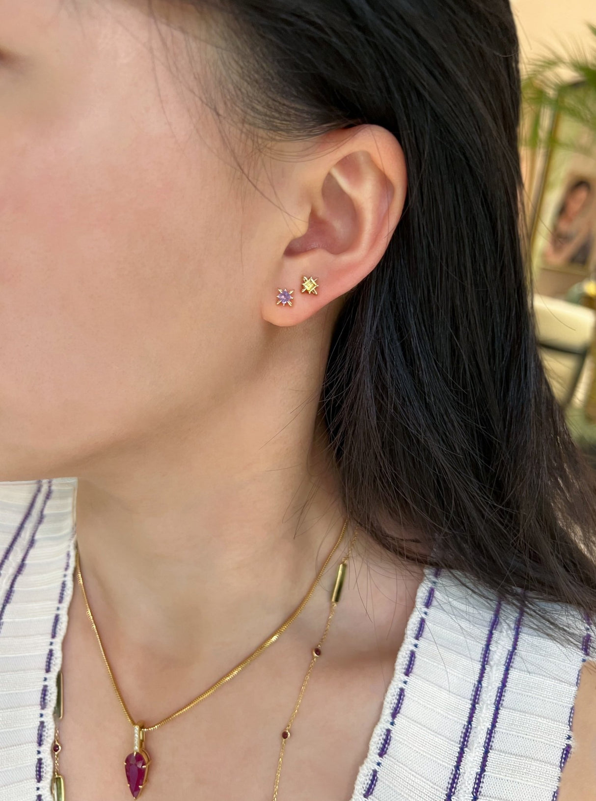 February Birthstone Amethyst Studs