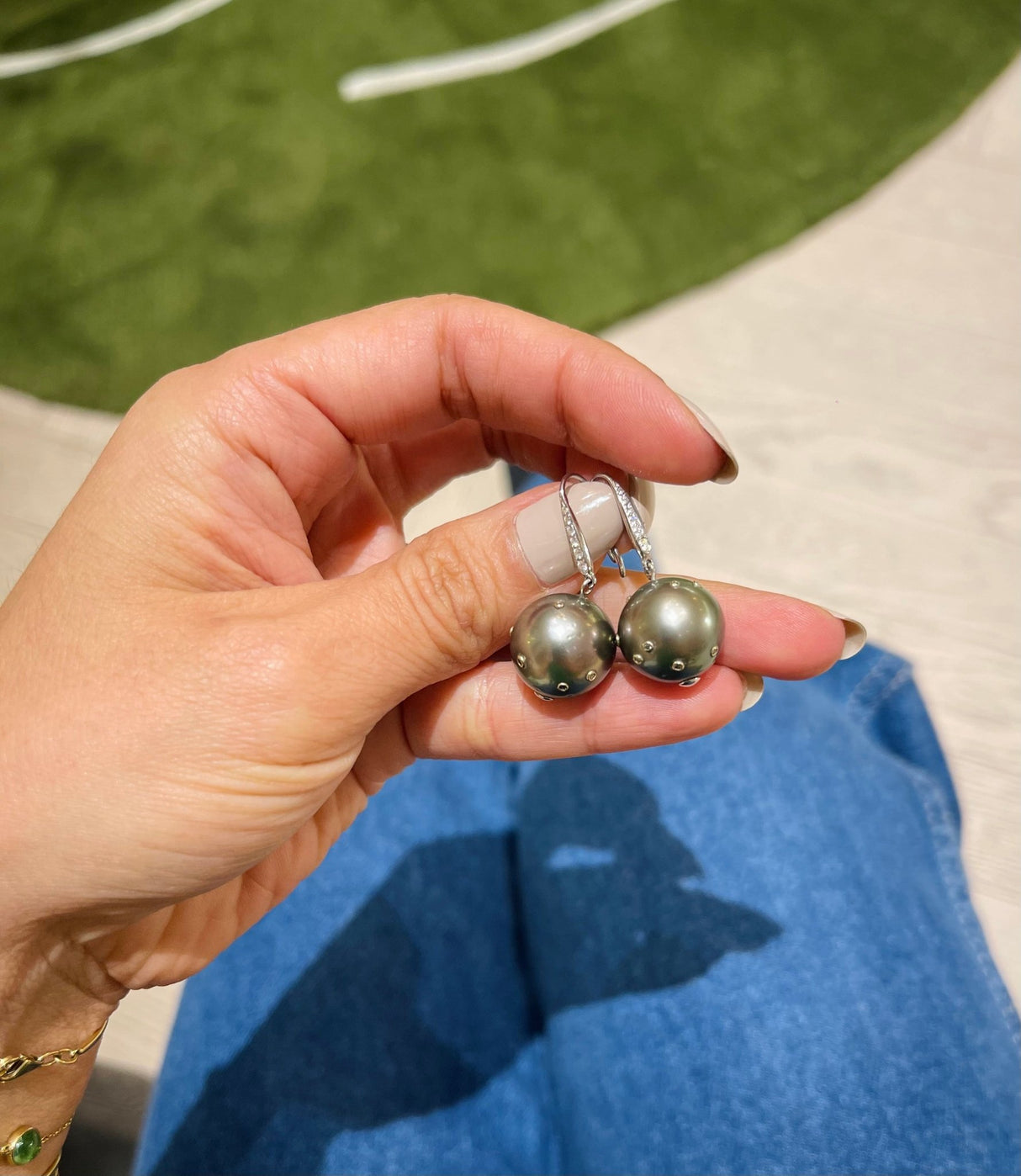 Black Pearl & Diamond Constellation Earrings
