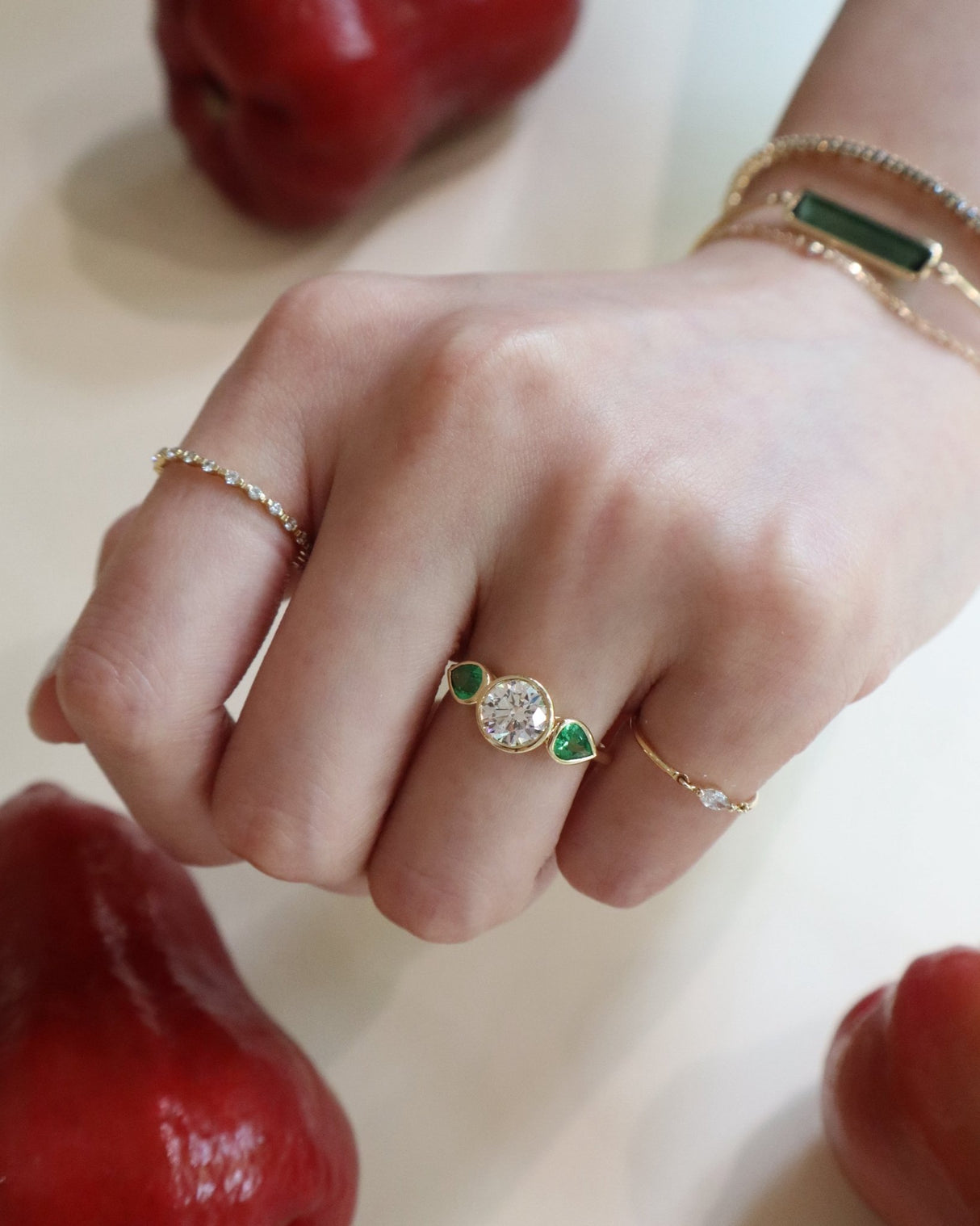 Diamond and Tsavorites Forever Ring