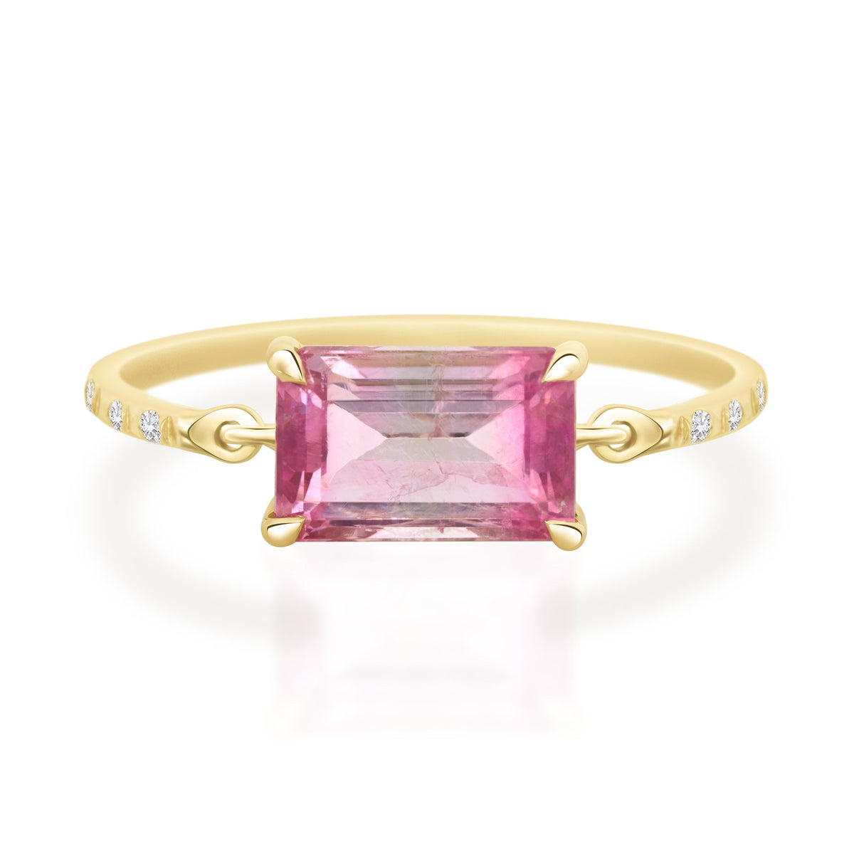 Pink Watermelon Tourmaline Petite Circle Diamond Ring