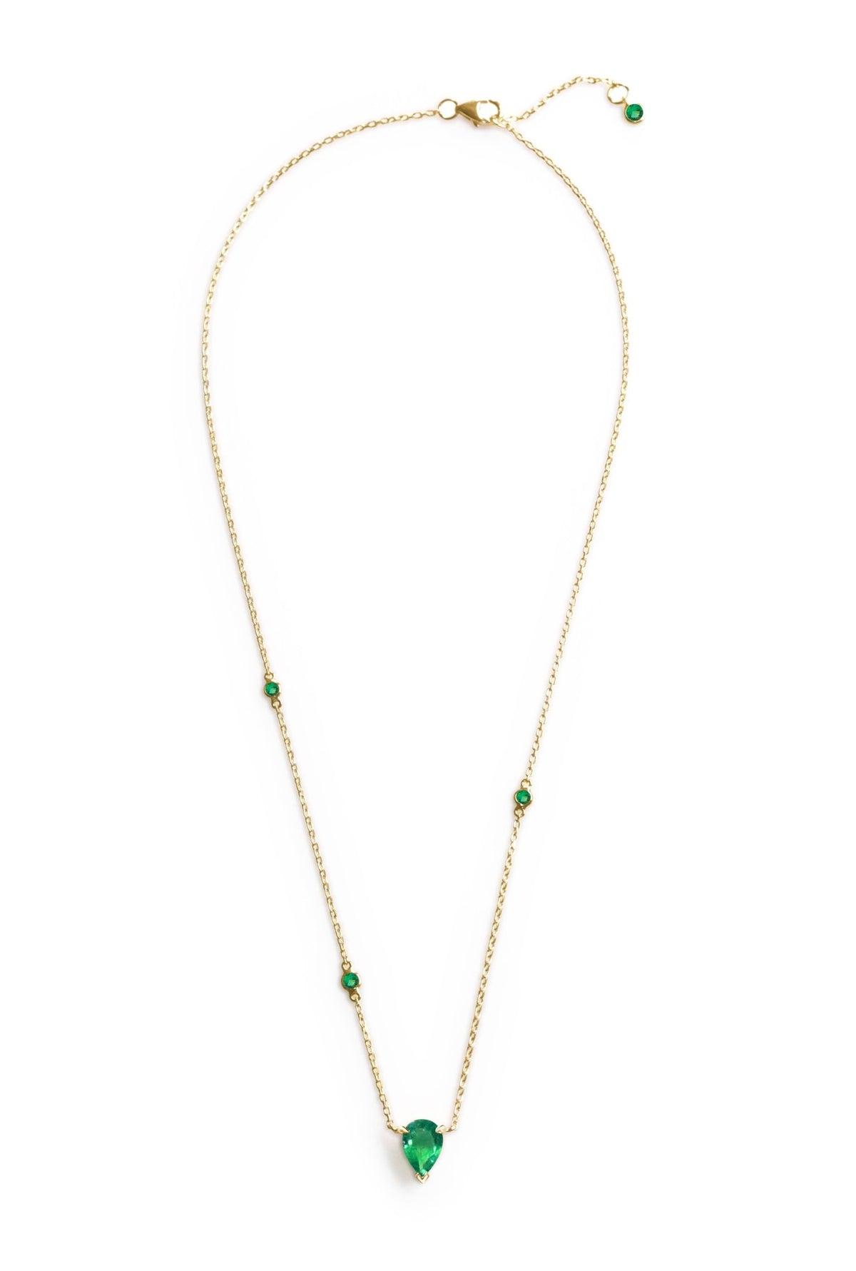 Emerald Pear Dot Necklace