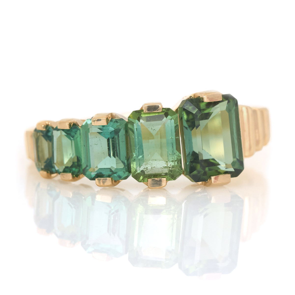 Asscher Green Tourmaline Crescendo Ring