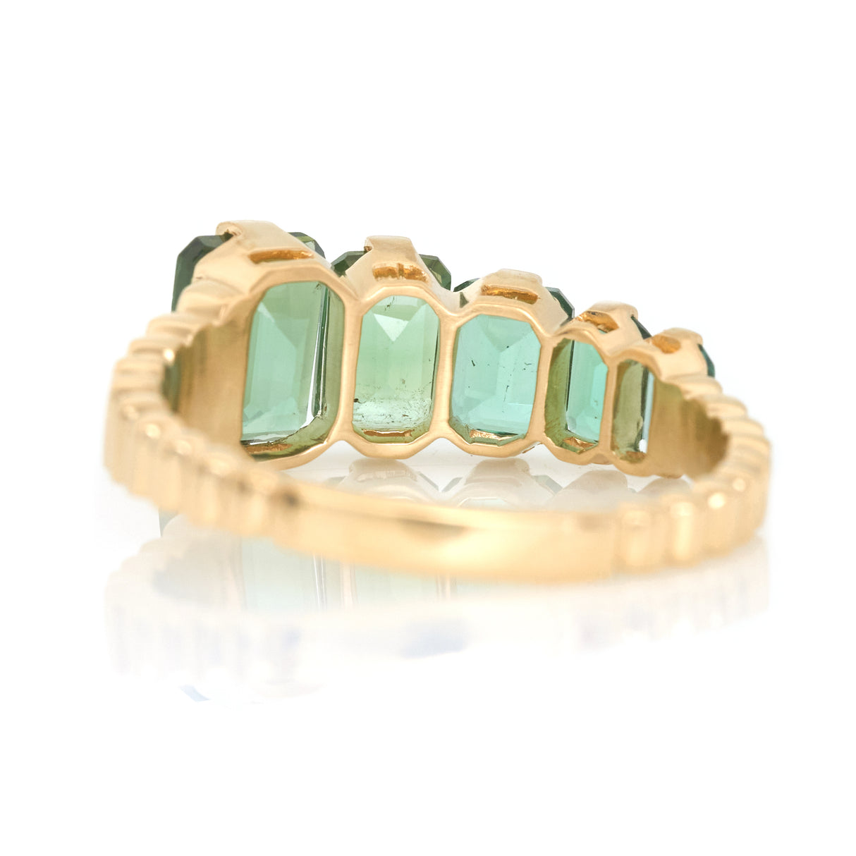 Asscher Green Tourmaline Crescendo Ring