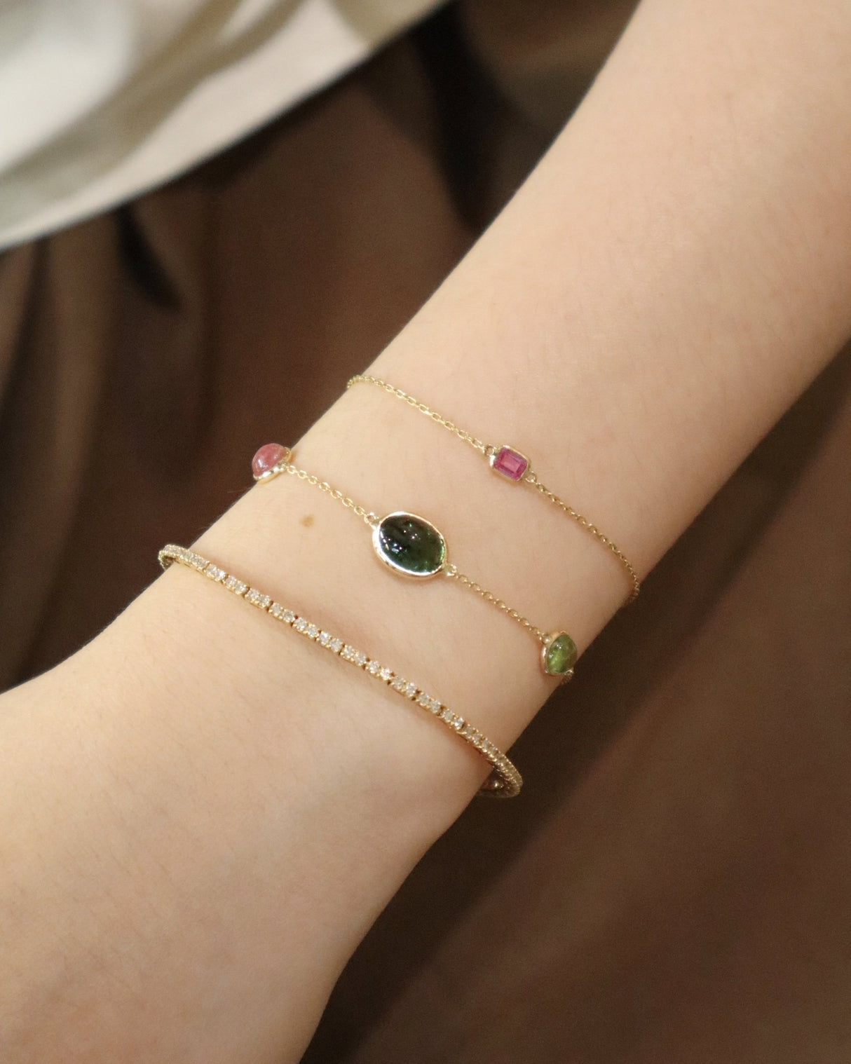 Tourmaline Cabochon Candy Bracelet