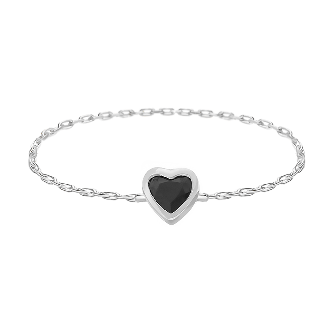 Onyx Heart Chain Ring