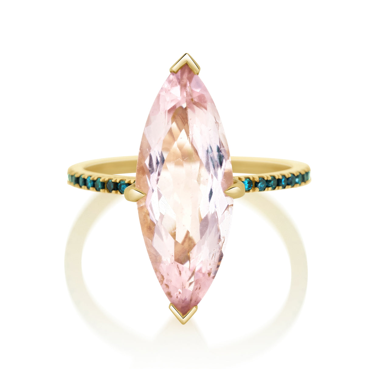 Morganite & Blue Diamond Supreme Charm Ring