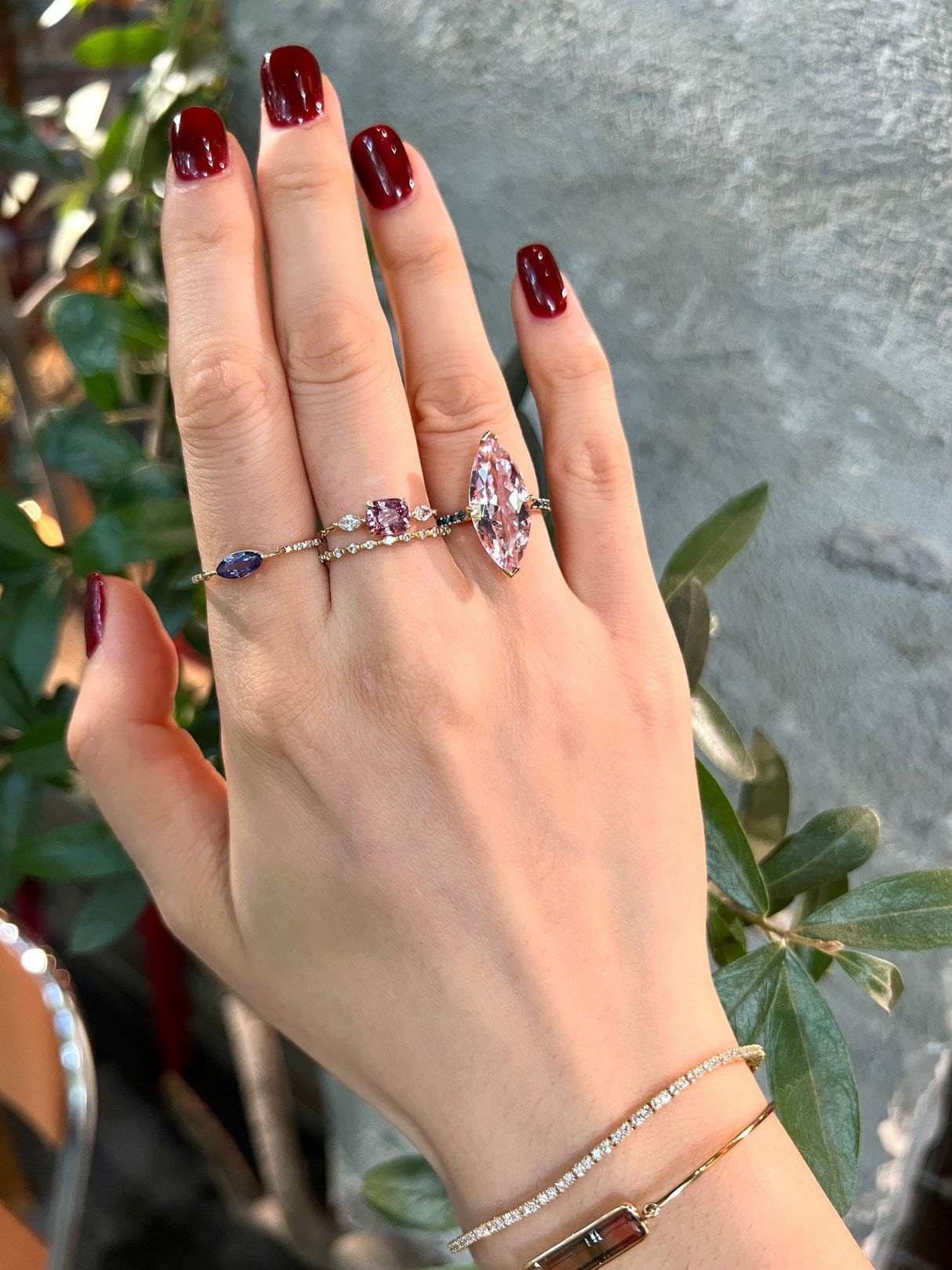 Morganite & Blue Diamond Supreme Charm Ring