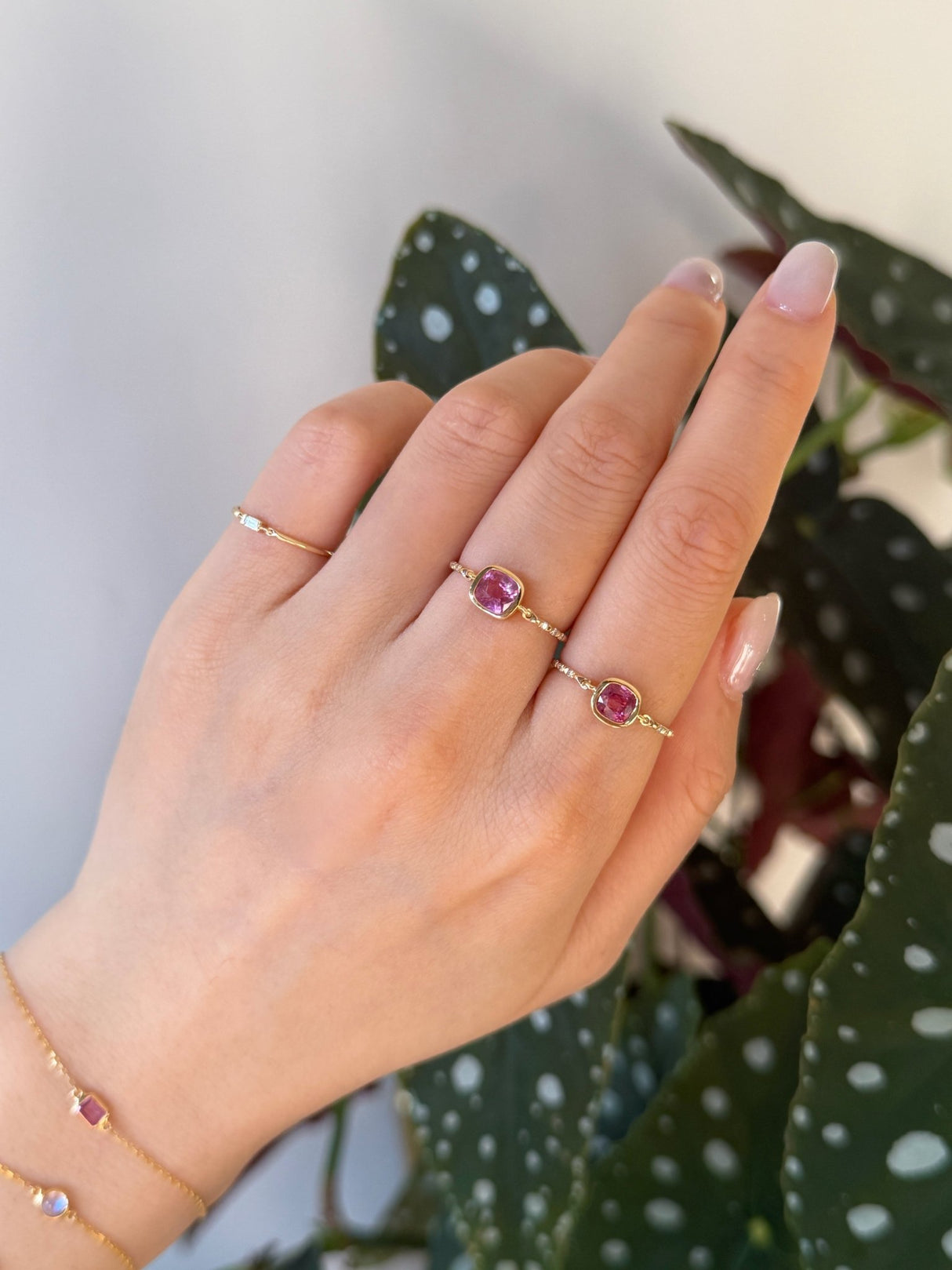 Pink Spinel Petite Circle Diamond Ring