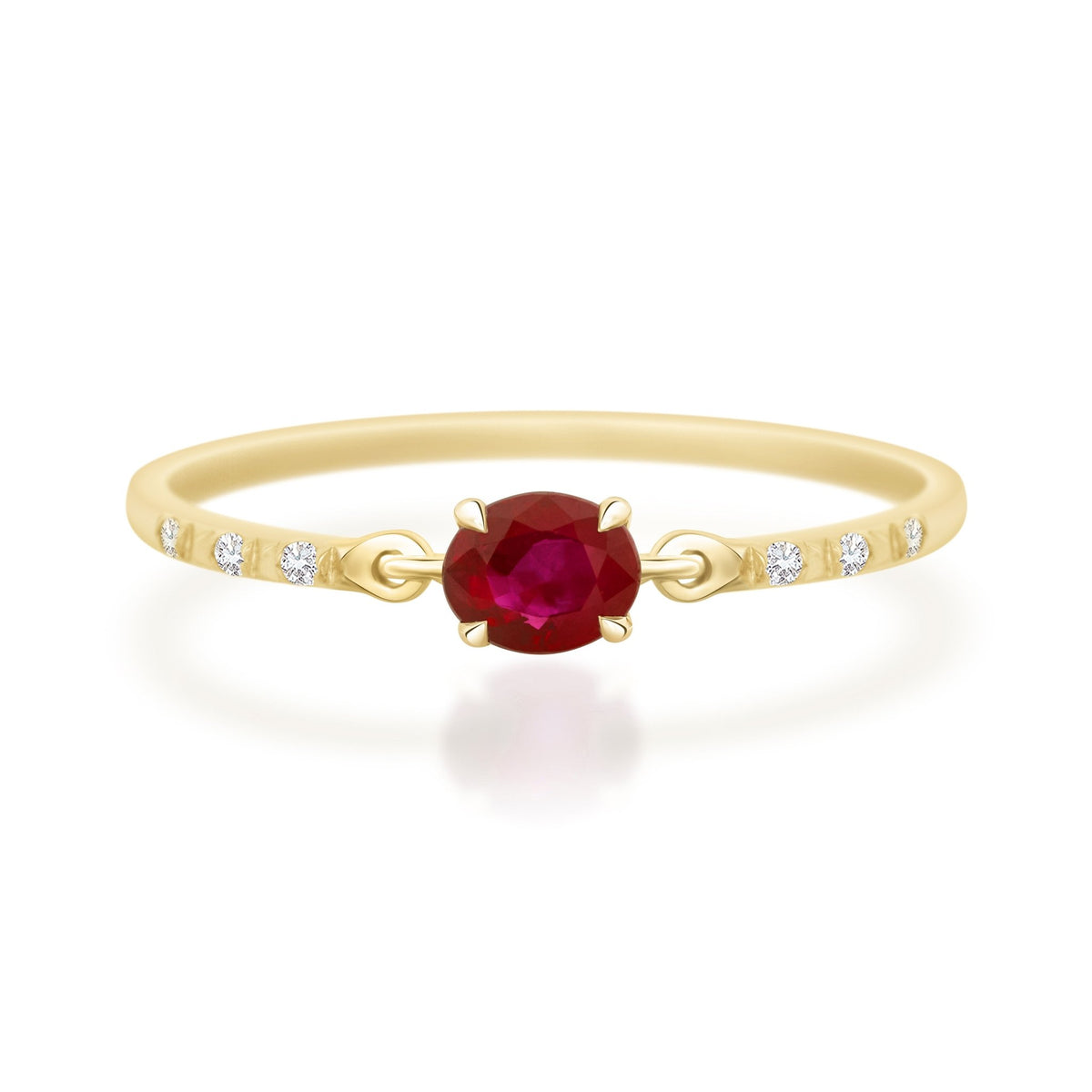 Burmese Ruby Petite Circle Diamond Ring