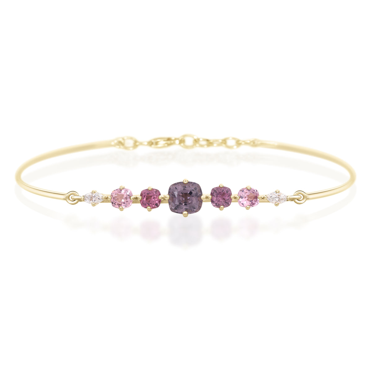 Purple & Pink Spinel Diamond Compass Bangle