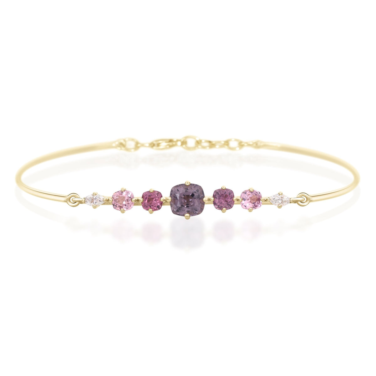 Purple & Pink Spinel Diamond Compass Bangle