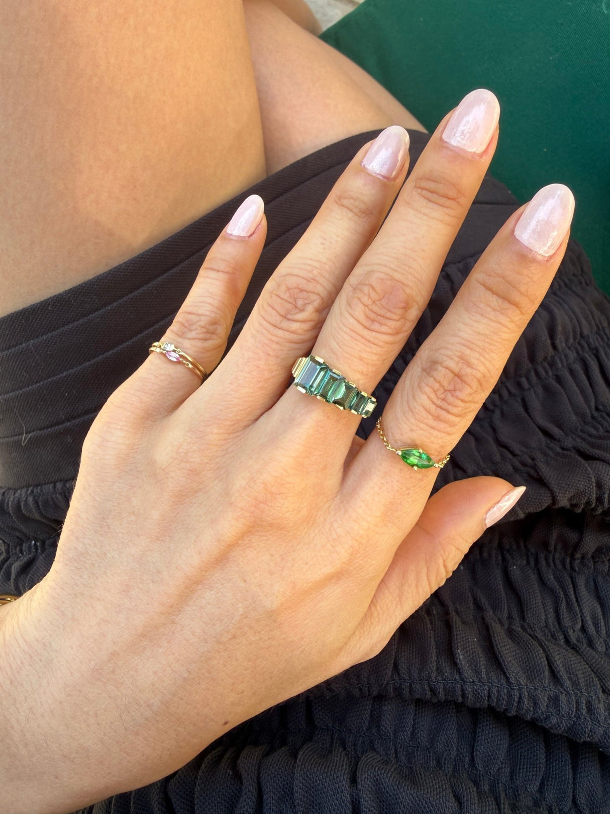 Lagoon Tourmaline Baguette Crescendo Ring