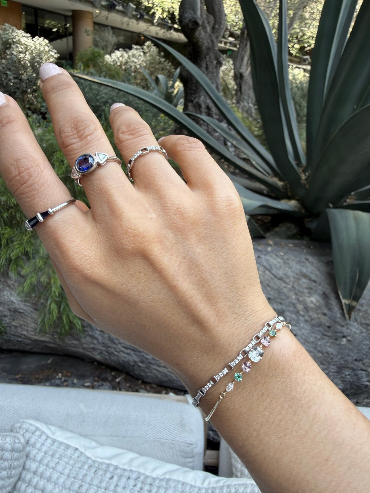 Spinel & Diamond Compass Bangle