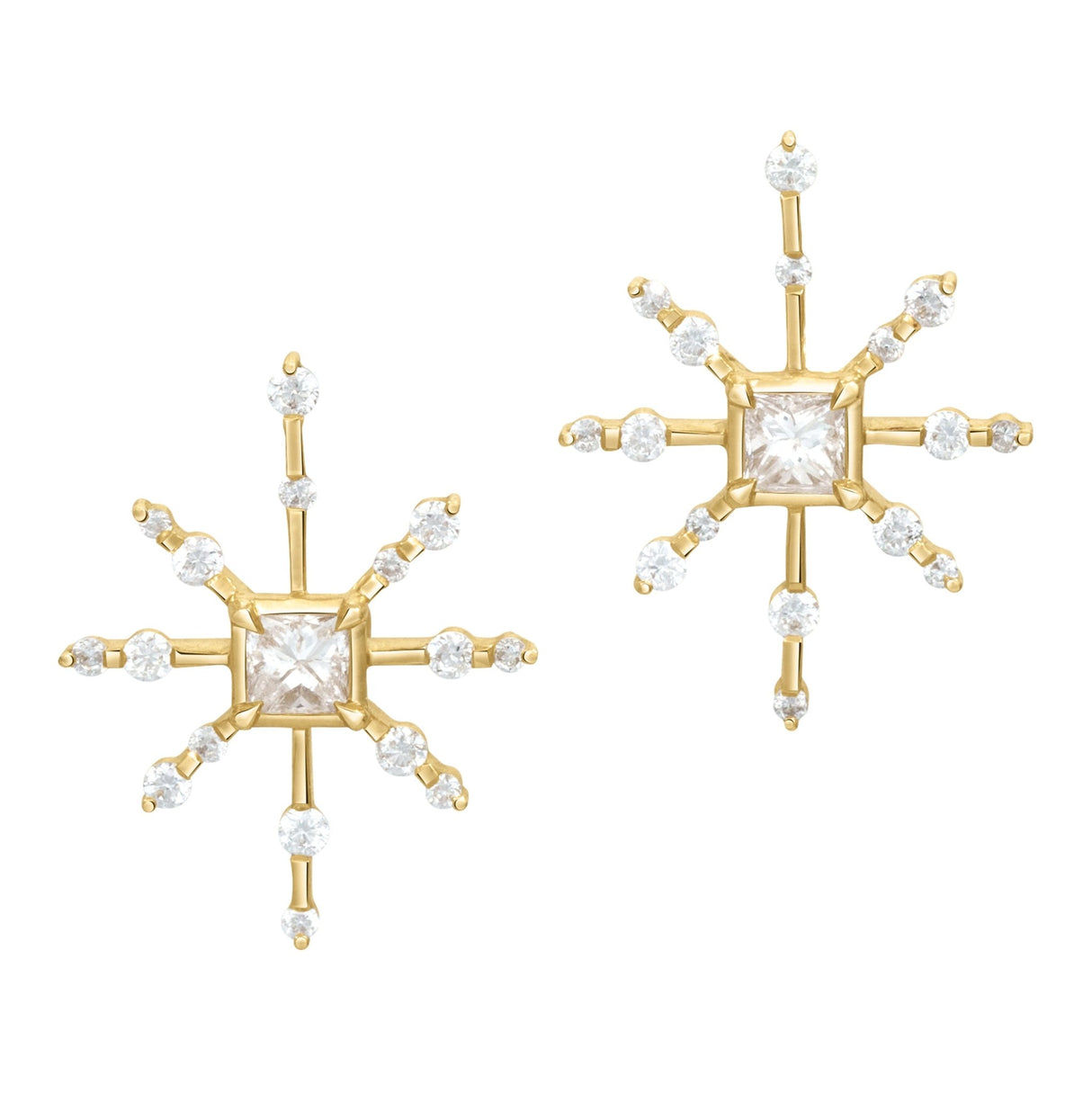 Diamond starburst earrings in 18k gold