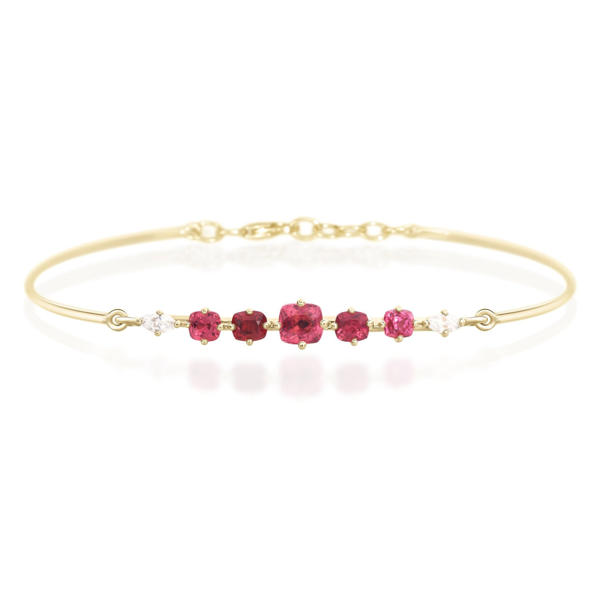 Vivid Red Spinel & Diamond Compass Bangle