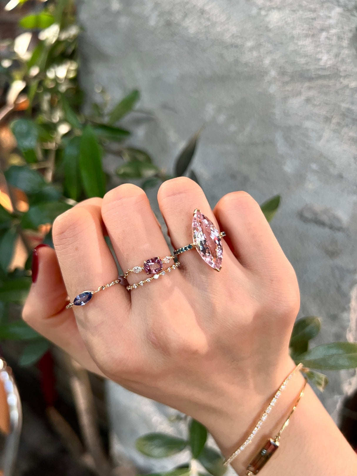 Morganite & Blue Diamond Supreme Charm Ring