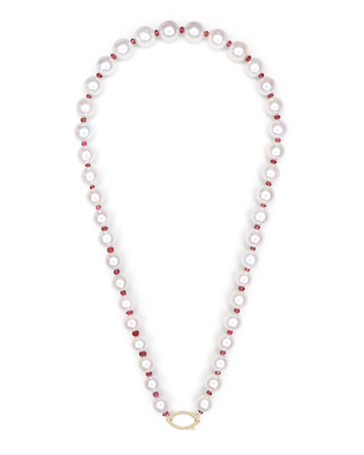 Akoya Pearl & Ruby Persephone Necklace handmade fine jewelry