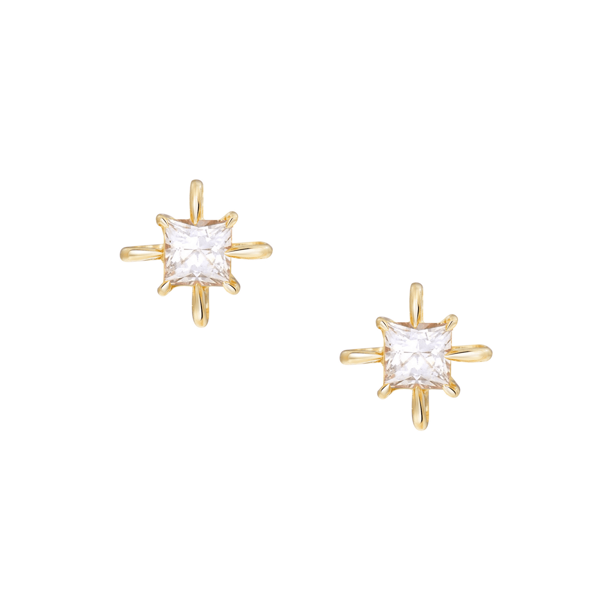 April Birthstone Diamond Studs 14K Gold Handmade Fine Jewelry
