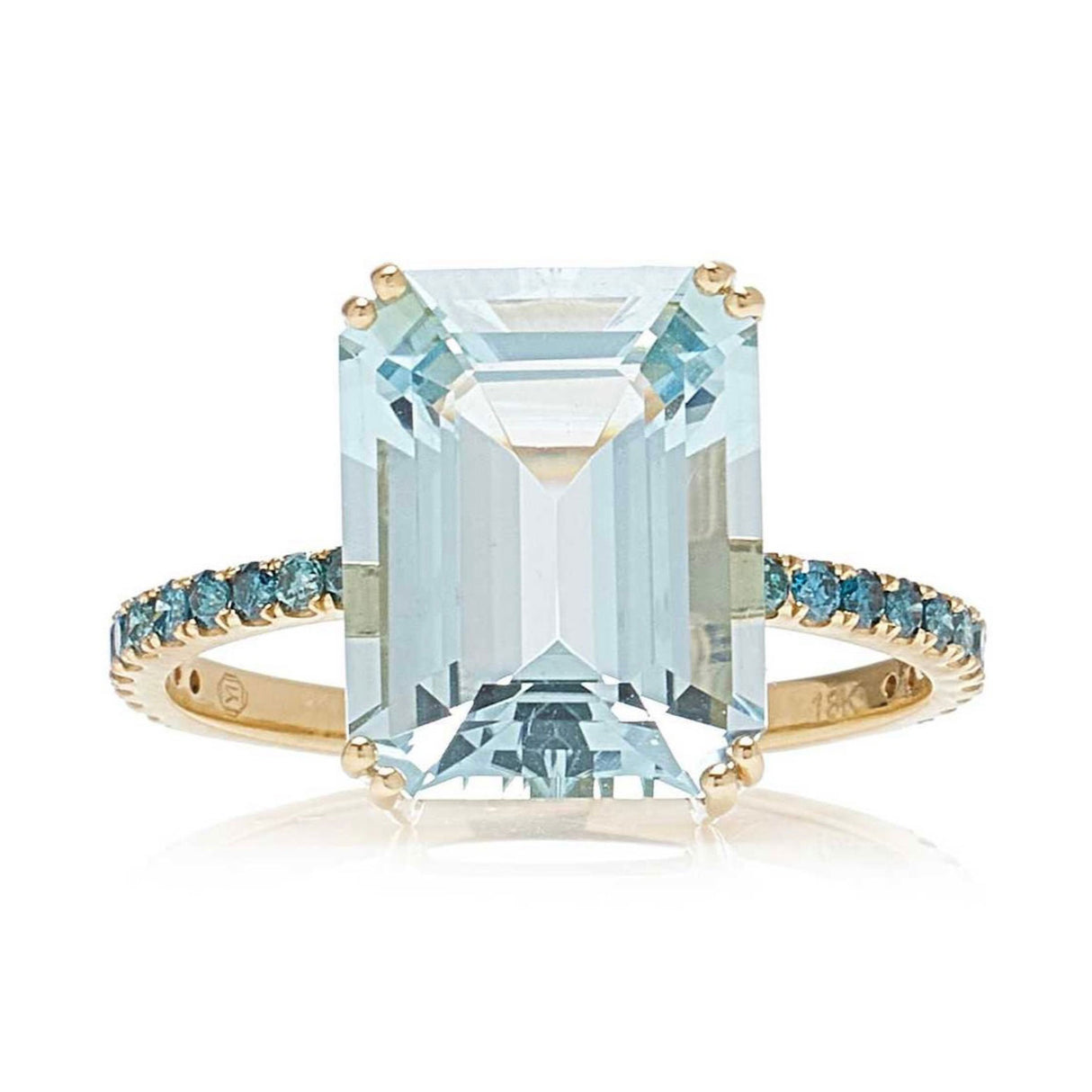 Aquamarine & Blue Diamond Bar Ring