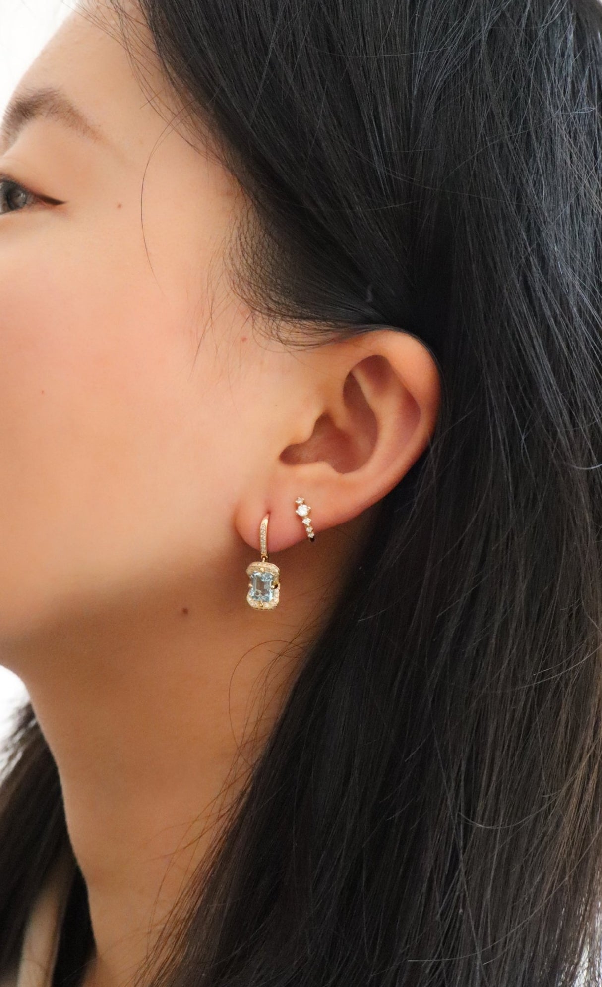 Aquamarine & Diamond Aurora Earrings
