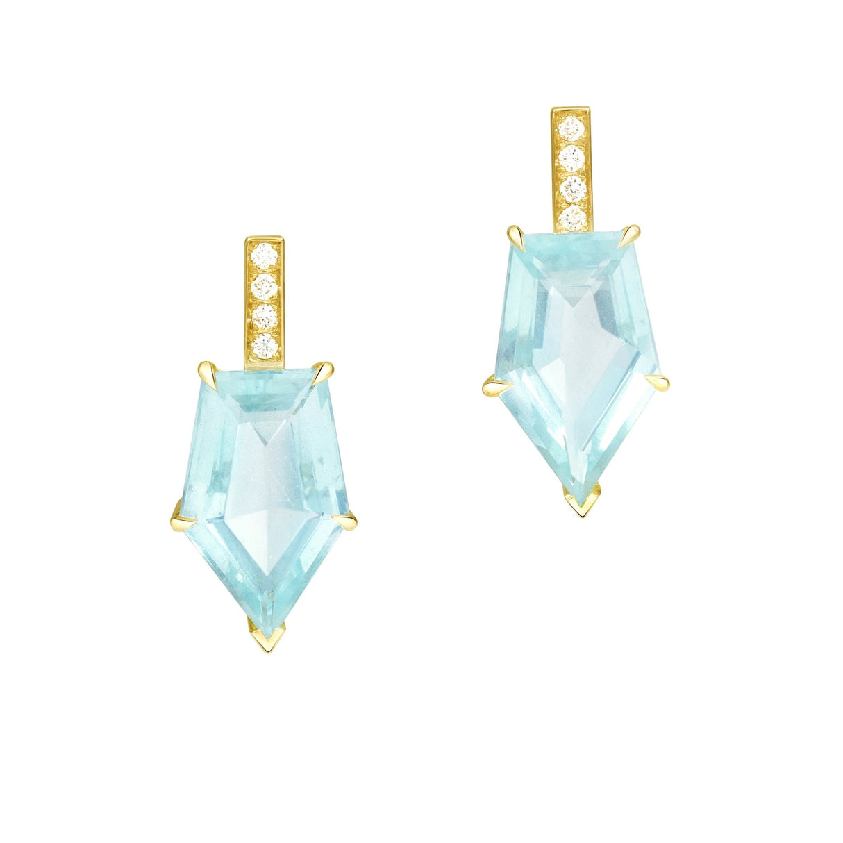 Aquamarine & Diamond Contour Earrings