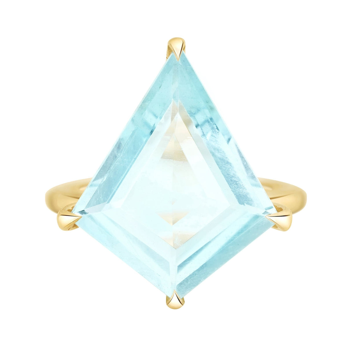 Aquamarine & Diamond Contour Kite Ring 18k gold engagement ring