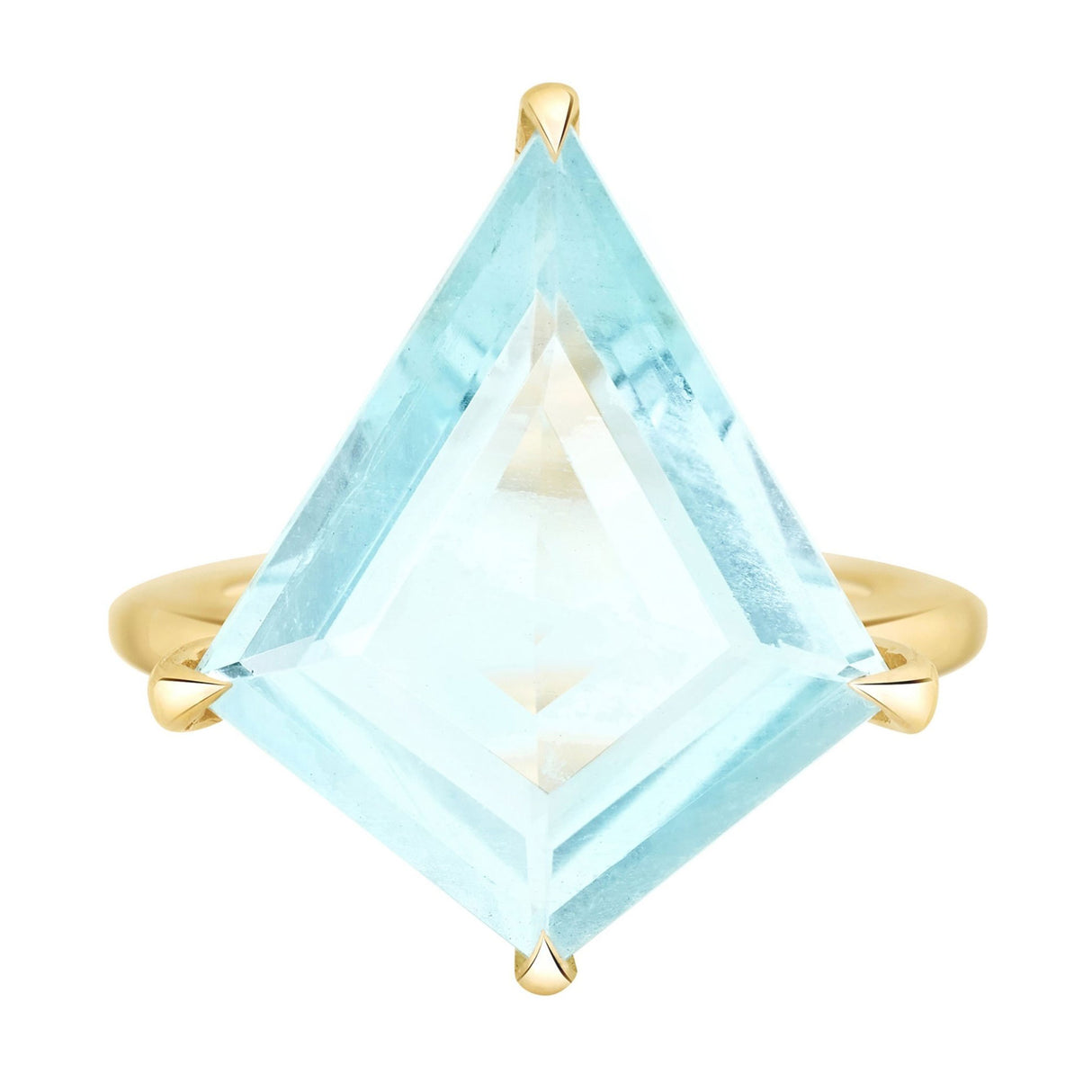 Aquamarine & Diamond Contour Kite Ring