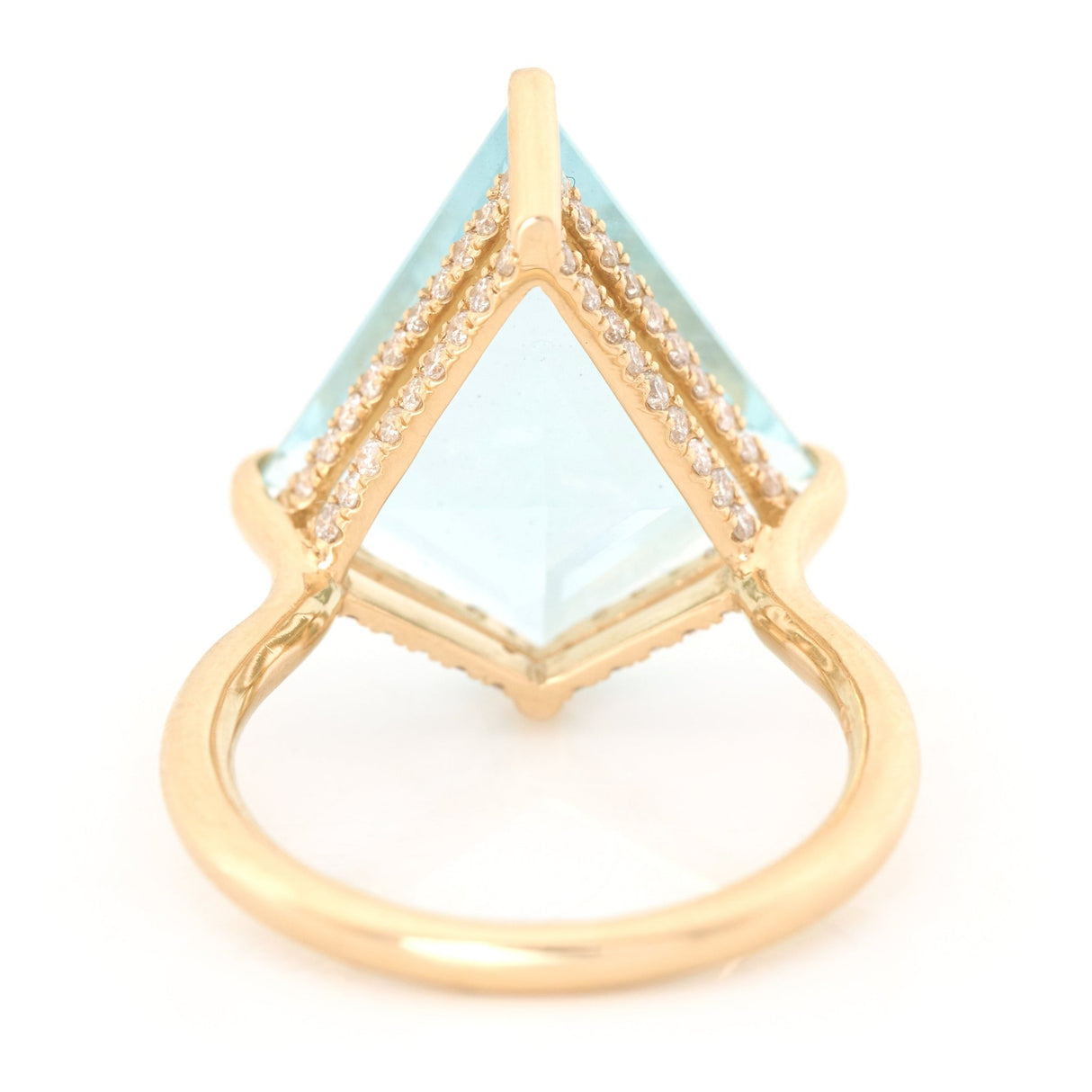Aquamarine & Diamond Contour Kite Ring 18k gold engagement ring back view