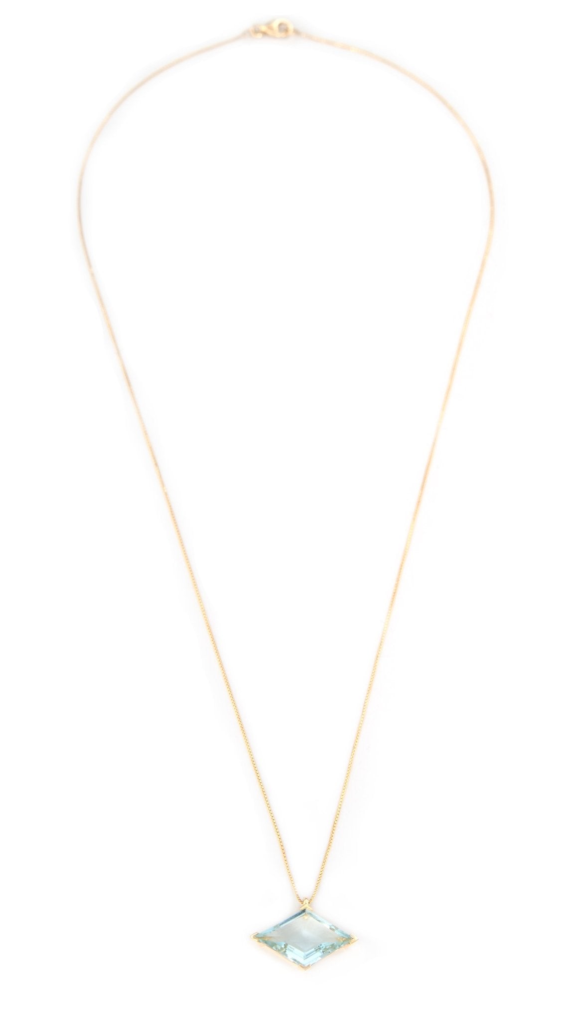 Aquamarine Diamond Contour Necklace 18k handmade fine jewelry 2