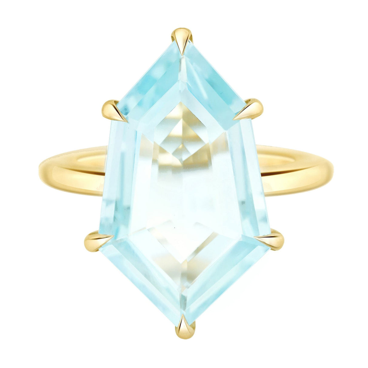Aquamarine & Diamond Contour Polygon Ring