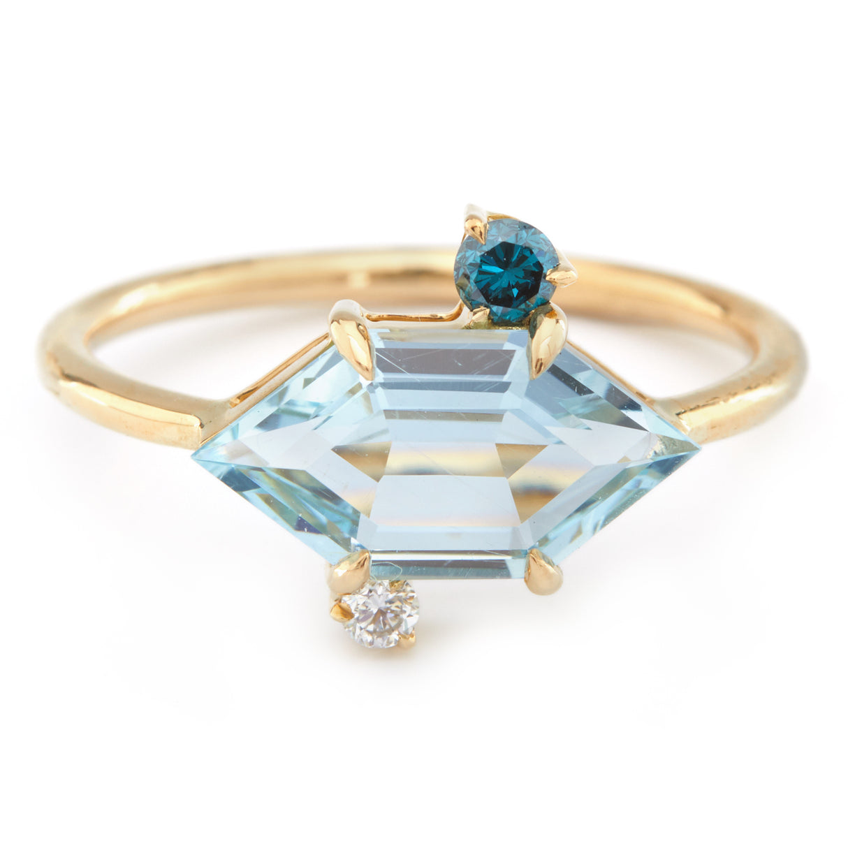 Aquamarine & Diamond Puzzle Ring 18K gold Stackable ring
