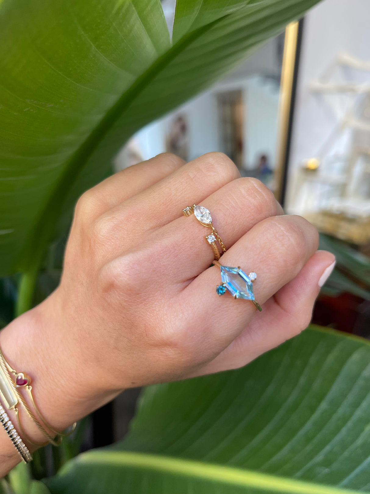 Aquamarine & Diamond Puzzle Ring