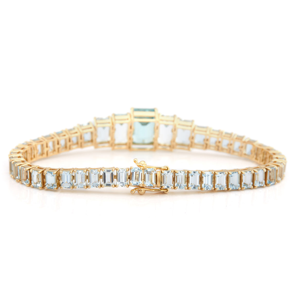 Aquamarine Echo Bar Bracelet 18k gold stackable design back view