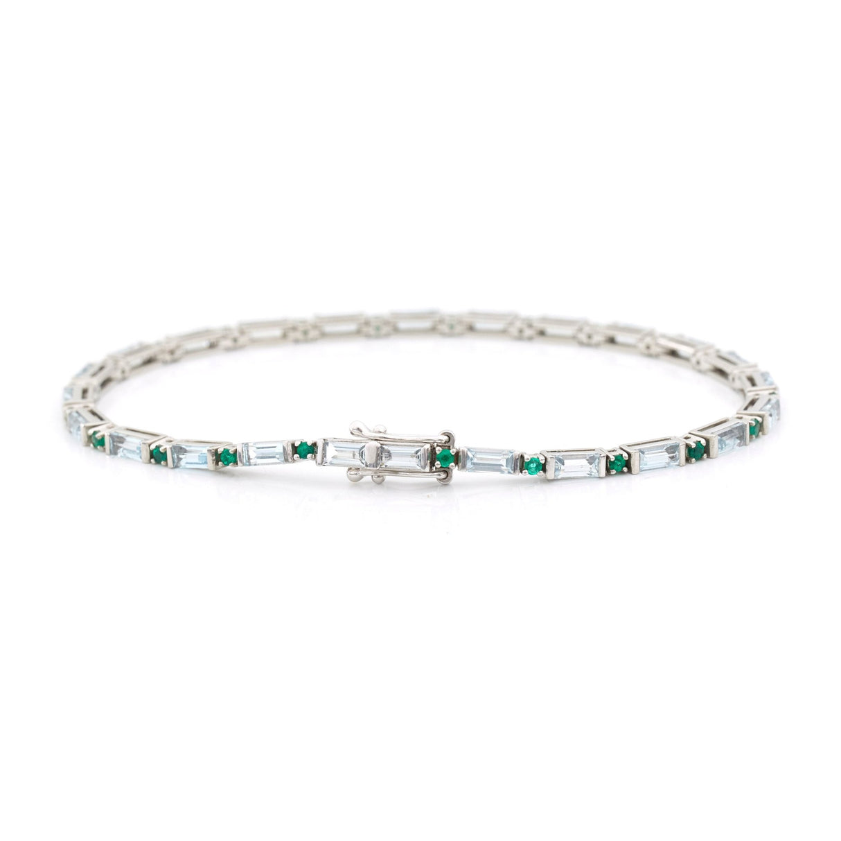 Aquamarine Emerald Spring Bracelet Platinum stackable design