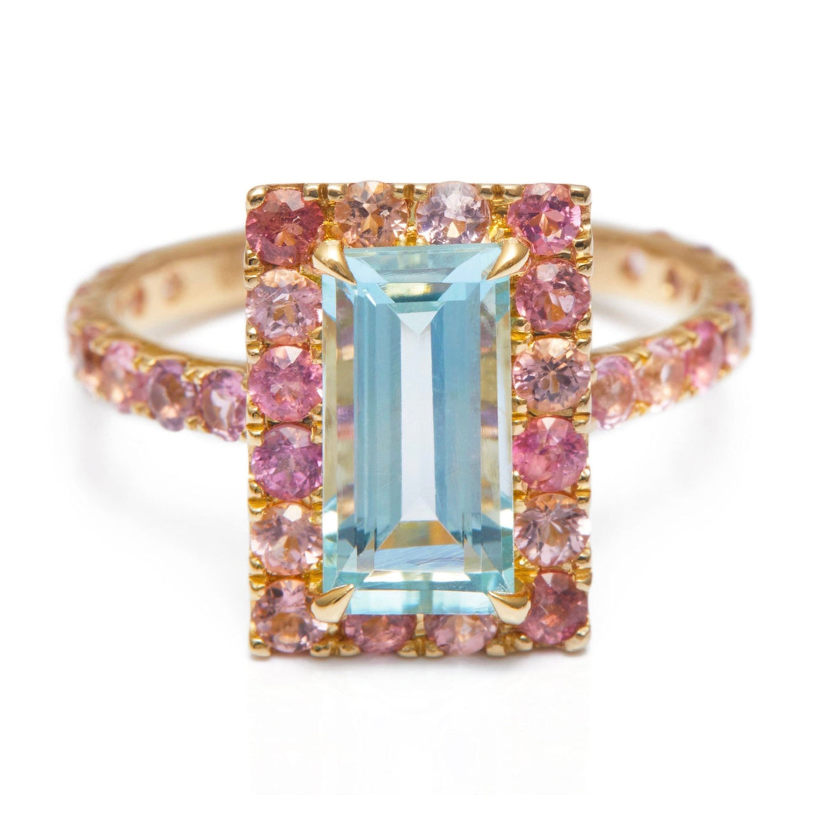 Aquamarine & Pink Tourmaline Candy Ring