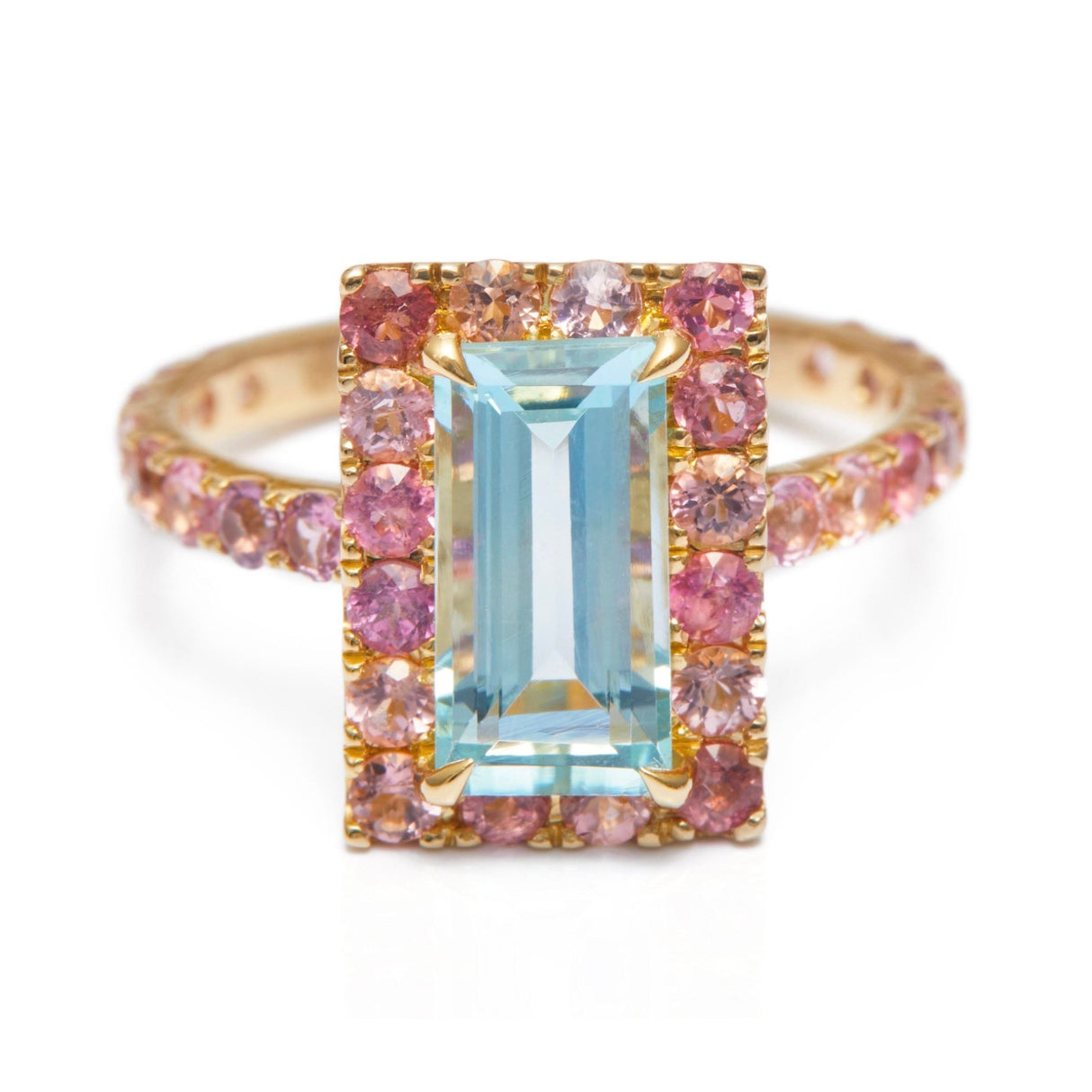 Aquamarine & Pink Tourmaline Candy Ring