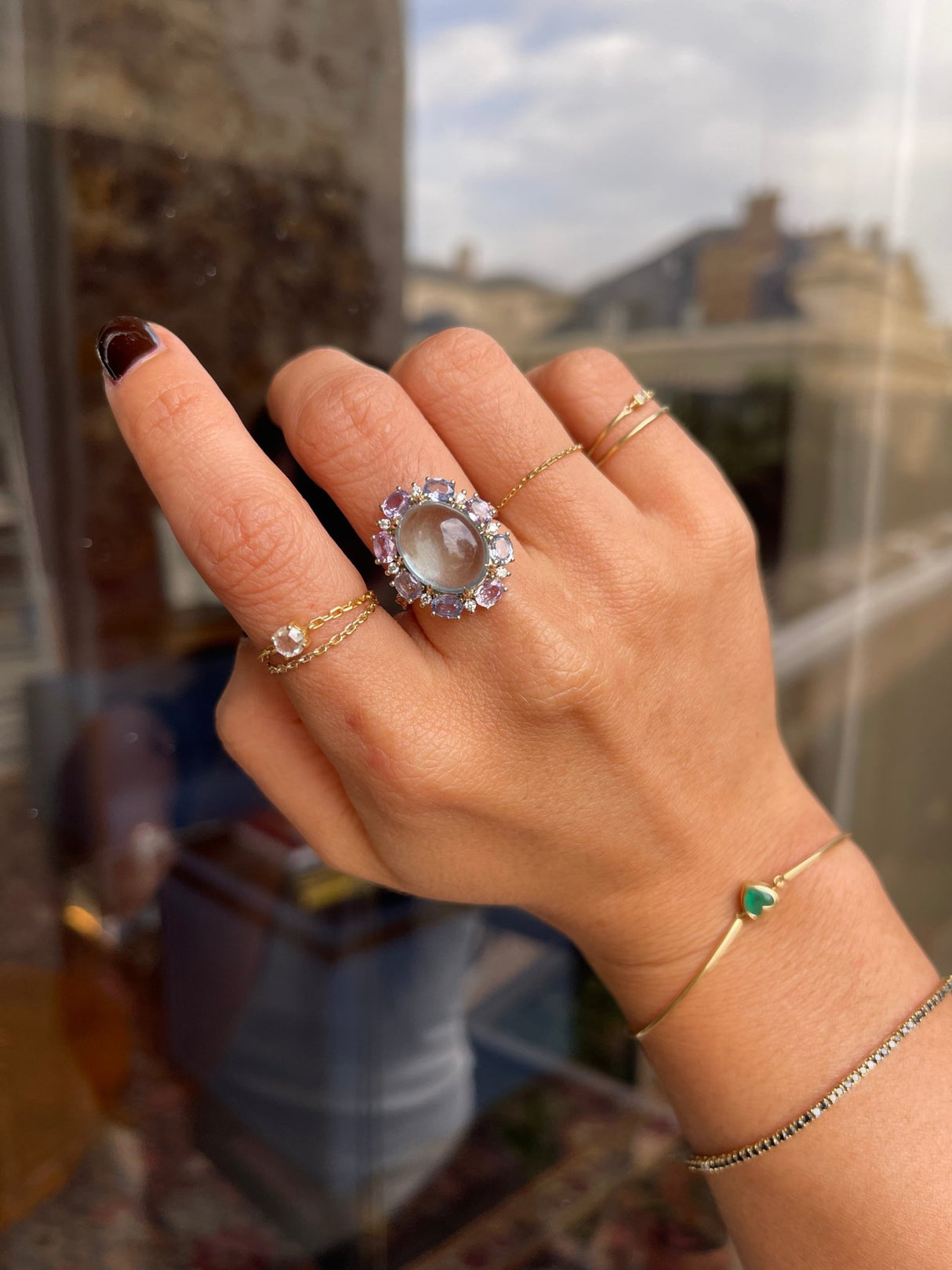 Aquamarine Spinel & Diamond Anastasia Ring