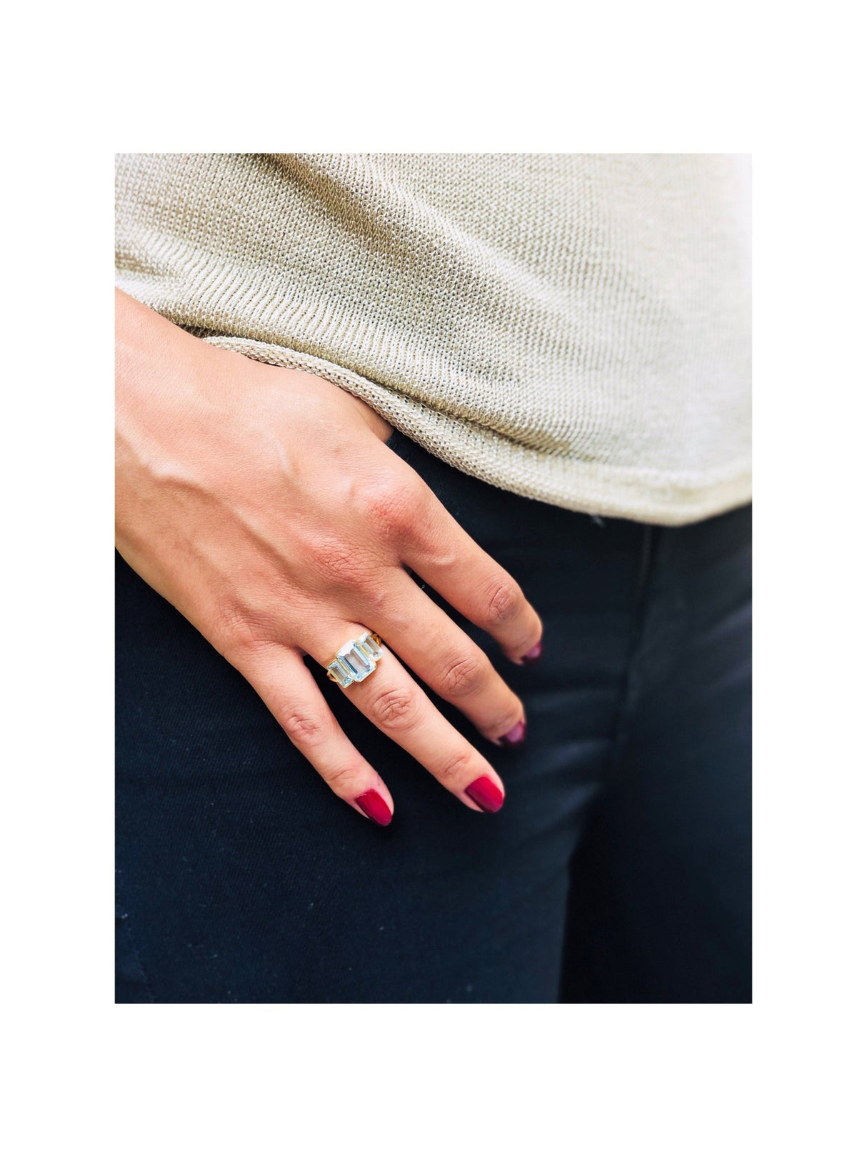 Aquamarine Tonal Deco Supreme Ring