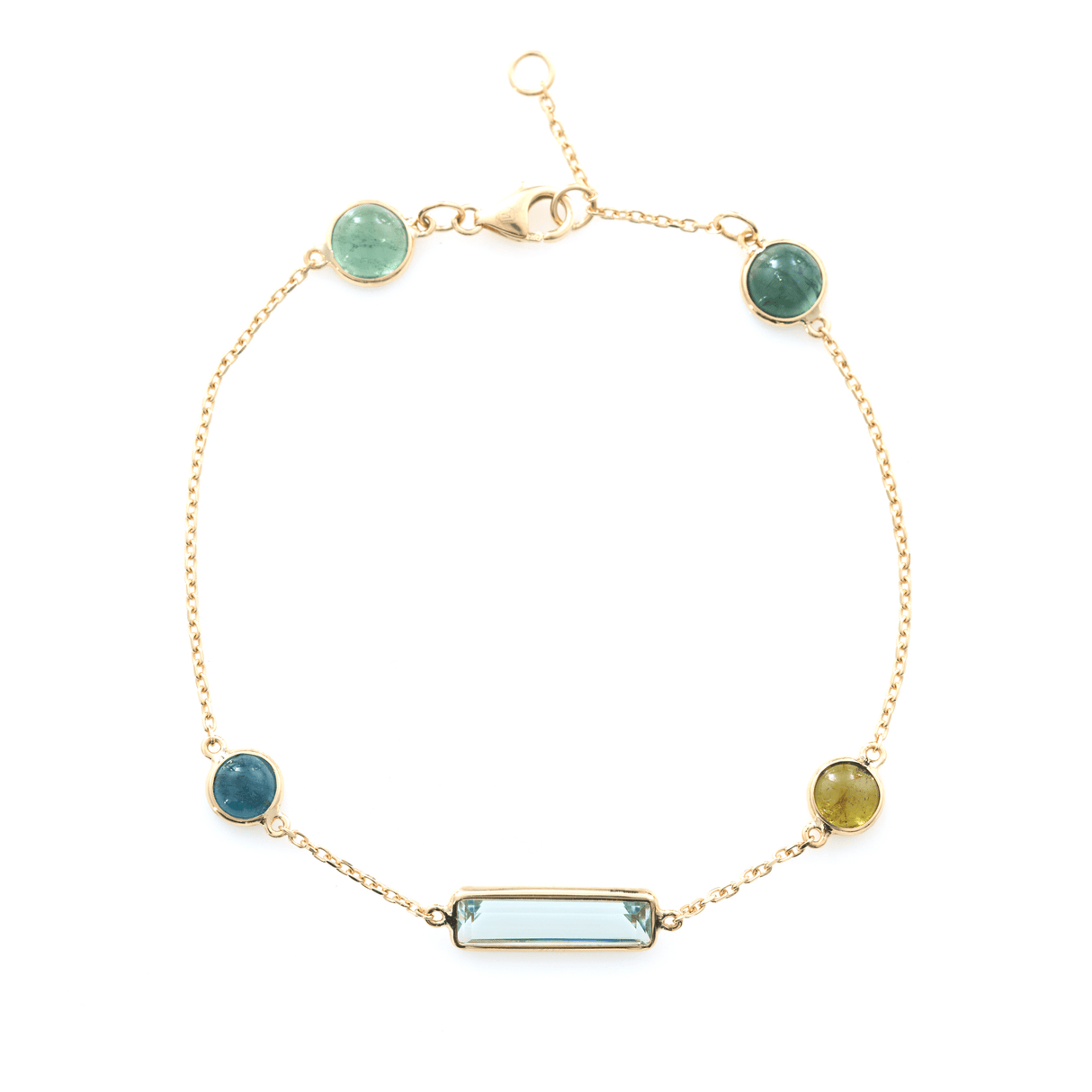 Aquamarine & Tourmaline Candy Bracelet 18k gold stackable design 2