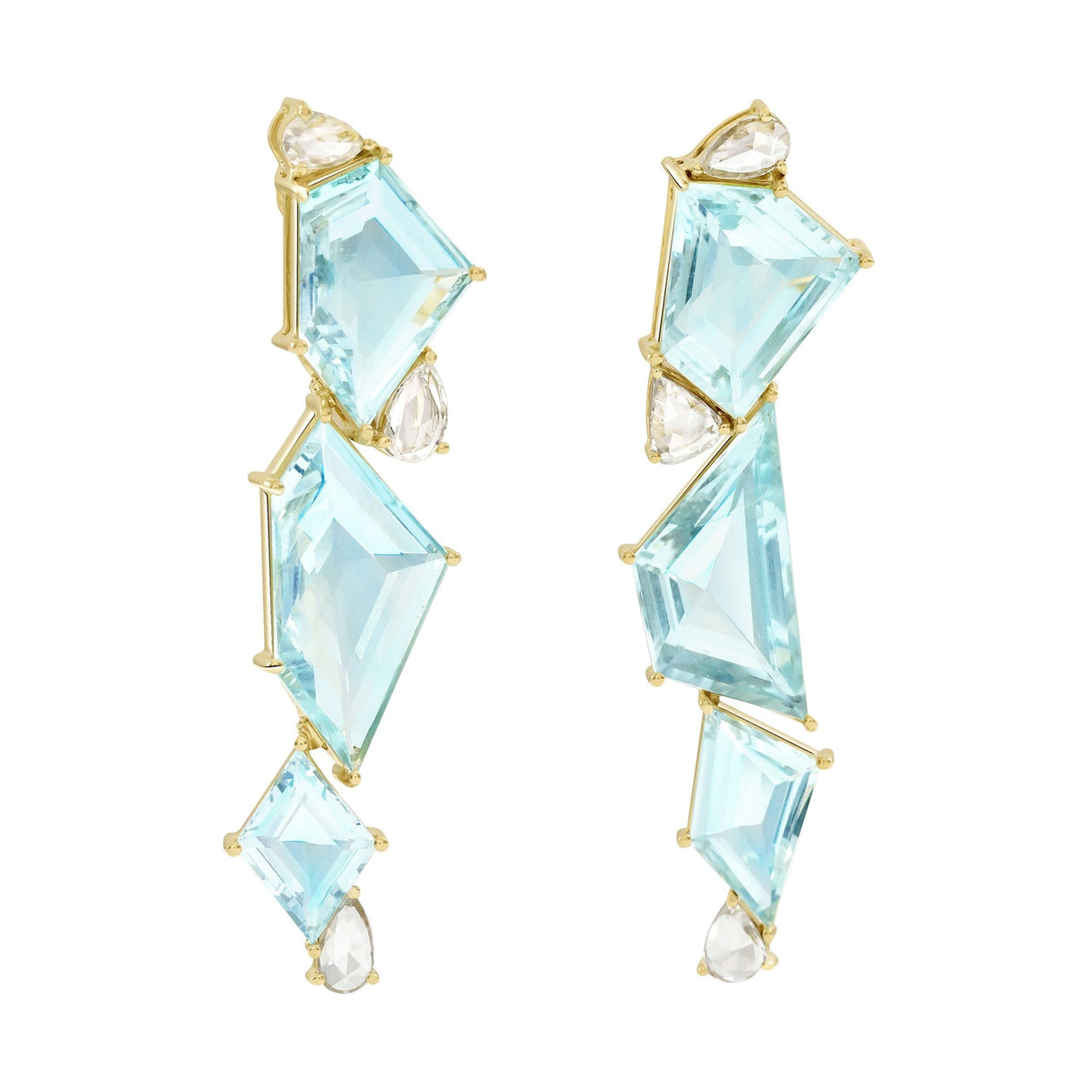 Aquamarine and Diamond Contour Earrings