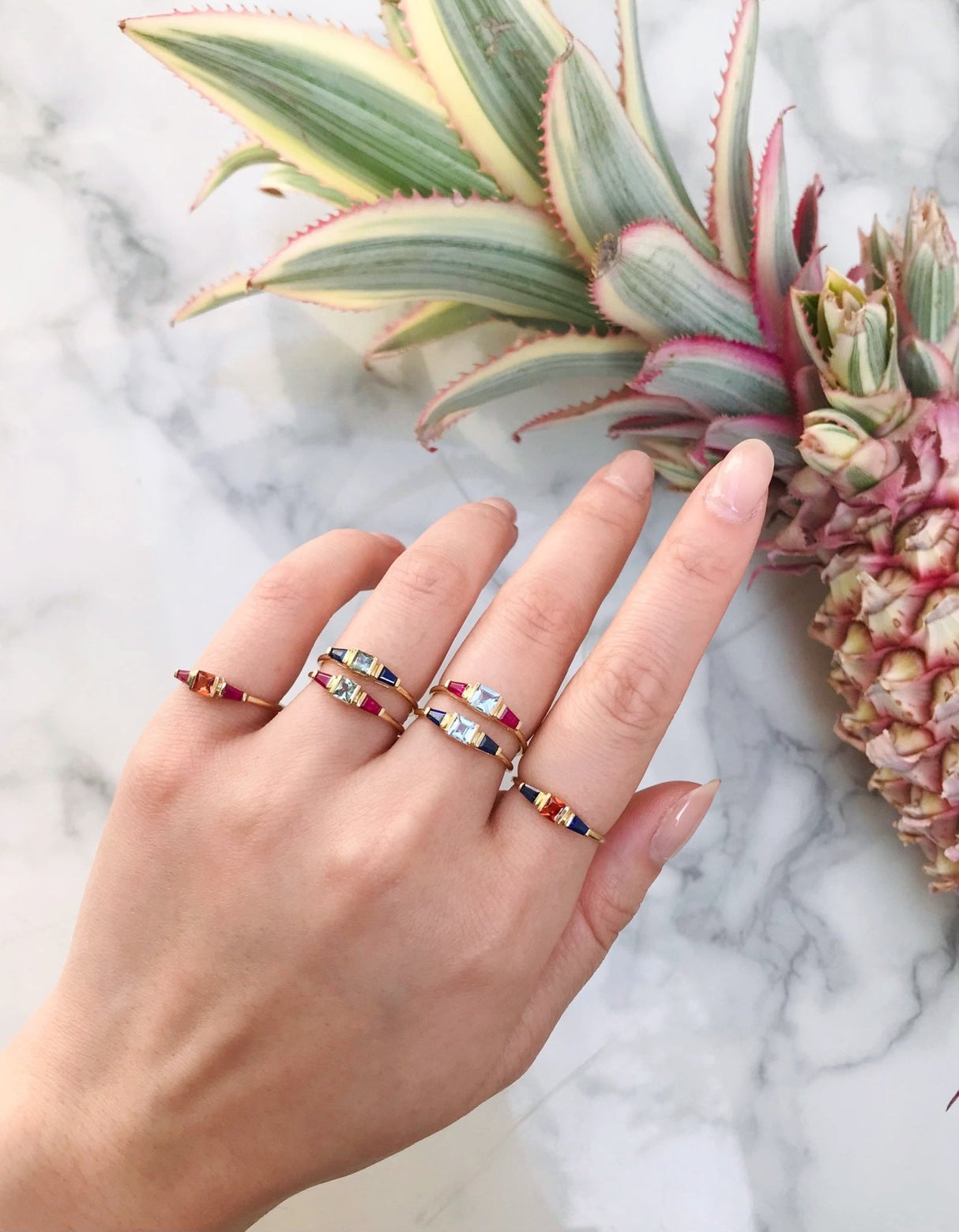 Aquamarine & Sapphire Triplet Ring